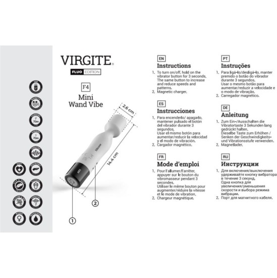 Virgite - Fluo F4 FLUO SILICONE TAASLAETAV VIBRAATOR