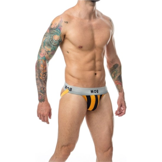 Mob Eroticwear SPORTS JOCKSTICK ORANŽINĖ-JUODOS XXL