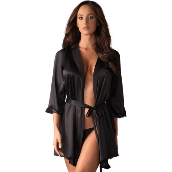 Obsessive SATINIA ROBE BLACK S/M