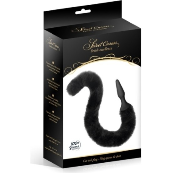 Sweet Caress SILICONE PLUG W/ ARTICULATED BLACK CAT TAIL