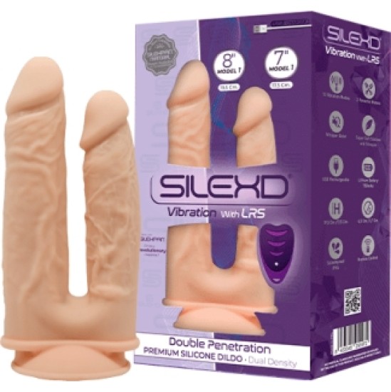 Silexd DUBULTĀS IESPĒJAS SILIKONA DILDO 7+ 8" W/USB VIBRĀCIJA + LRS VADĪBA"