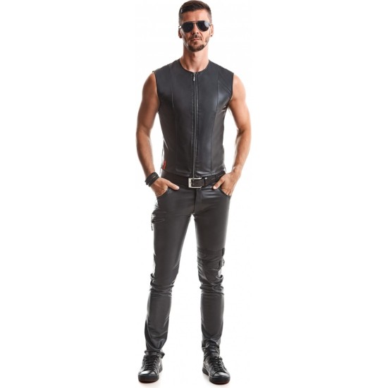 Demoniq MOTTAVIANO WETLOOK SLEEVELESS T-SHIRT BLACK M