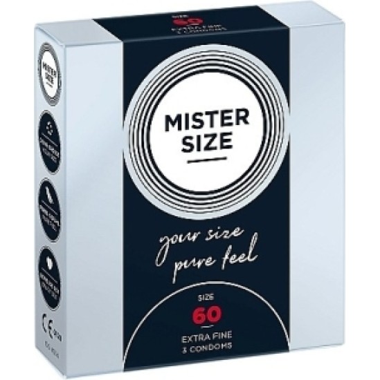 Mister Size Preservativos KONDOMI MISTER SIZE PURE FEEL ĪPAŠI PLĀNS 60 MM 3 UDS