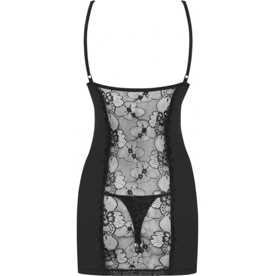 Obsessive HEARTINA CHEMISE & THONG BLACK S/M