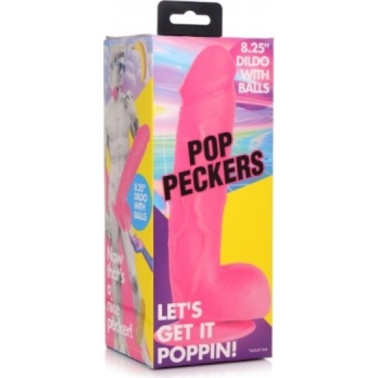 Xr - Pop Peckers REĀLISTS DILDO AR sēkliniekiem 21 CM ROZĀ