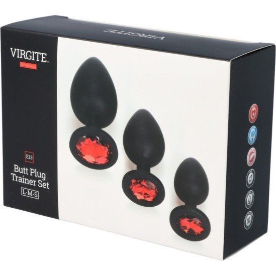 Virgite - Essentials SET PLUG X3 E13 BLACK-RUBY SILIKONA