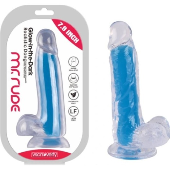 Vscnovelty REALISTIC PHOSPHORESCENT BLUE PENIS 20 CM