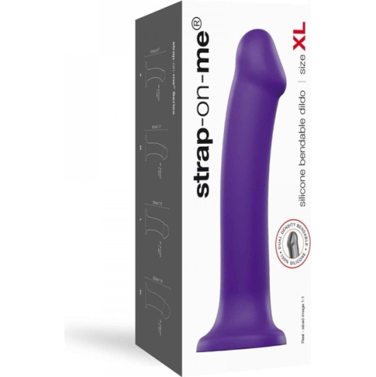 Strap-On-Me DILDO AR piesūcekni PIEMĒROTA IEKĀRTA DUAL BLĪVUMA FLEXIBLE VIOLET XL