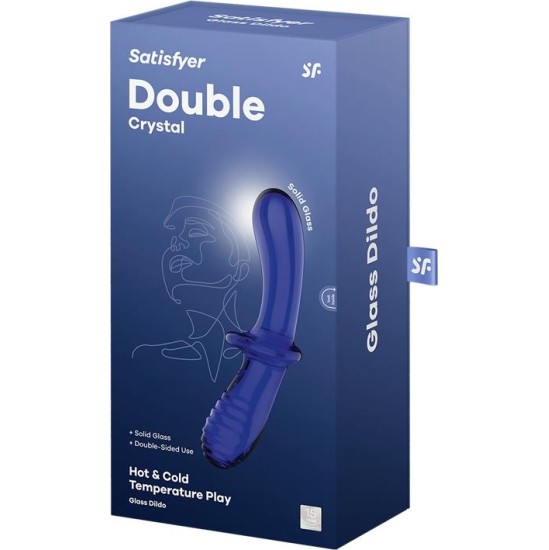 Satisfyer Stiulator Double Crystal kuum ja külm sinine