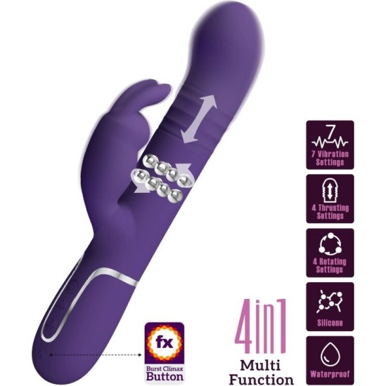 Pretty Love Flirtation PRETTY LOVE — COALE Rabbit VIBRATOR 4 IN 1 PURPLE