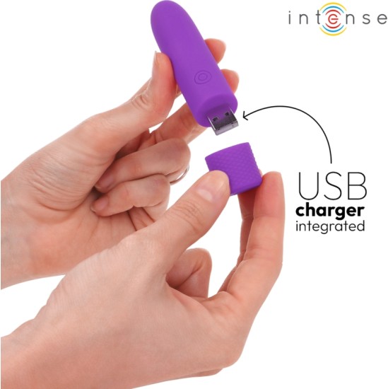 Intense Fun INTENSE — SYMONE USB UZLĀDĒJAMS VIBRĒJOŠS BULLET 8 VIBRATIONS PURPLE 10 x 2,2 CM