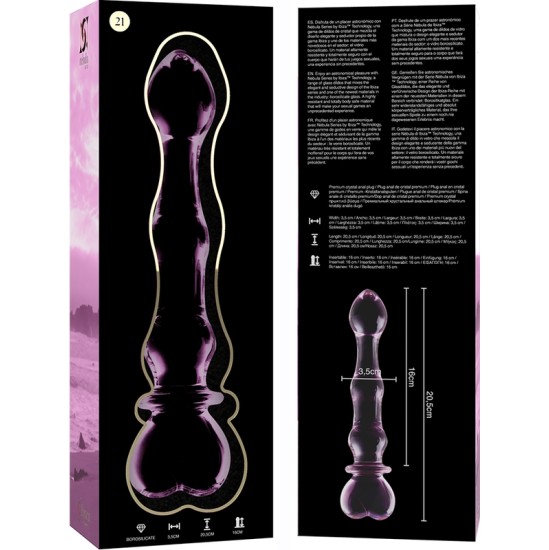 Nebula Series By Ibiza 21 MODELIS DILDO BOROSILIKATINIS STIKLAS 20,5 X 3,5 CM RAUŽAS