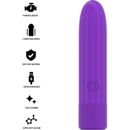 Intense Fun INTENSE — SYMONE USB UZLĀDĒJAMS VIBRĒJOŠS BULLET 8 VIBRATIONS PURPLE 10 x 2,2 CM