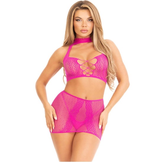 Leg Avenue Sets LEG AVENUE — FUCHSIA OPEN LACE TOP UN SVĀKRI