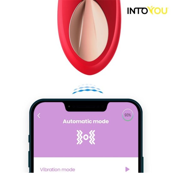 Intoyou App Series Silikoninis kelnaičių vibratorius su dvigubo sluoksnio raudona programa