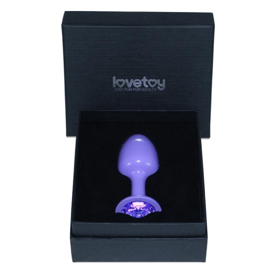 Lovetoy Metal Butt Plug Purple Rosebud with Blue Jewel