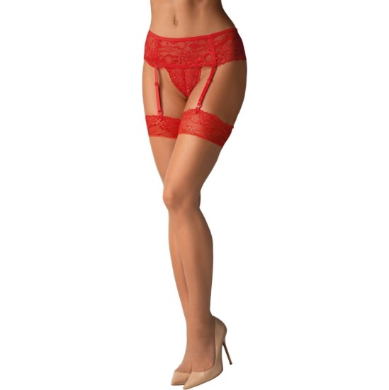 Obsessive 838-STO-3 STOCKINGS RED L/XL