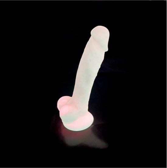 Silexd SILIKONA DILDO MODELIS 1 7 PHOSFORESCENTI ROZĀ