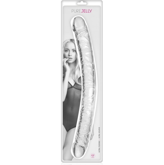 Pure Jelly Caurspīdīgs DUBULTĀ DILDO 44 CM