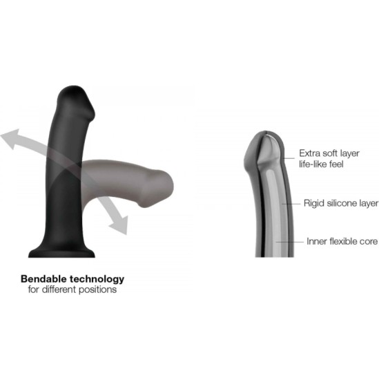 Strap-On-Me DILDO AR piesūcekni PIEMĒROTA IEKĀRTA DUAL BLĪVUMA FLEXIBLE ŠOKOLĀDE L