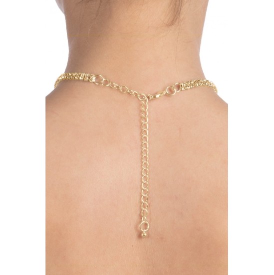 Bijoux Pour Toi GOLDEN NECKLACE WITH CRYSTALS AUDREY