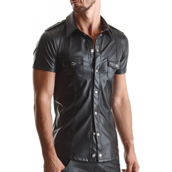 Demoniq LUCA WETLOOK SHIRT WITH CLAMPS BLACK L