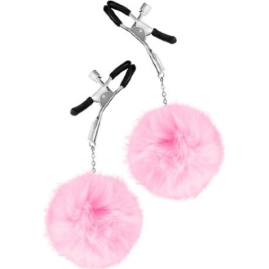 Sweet Caress ADJUSTABLE CLAMPS W/ PINK POMPOMS