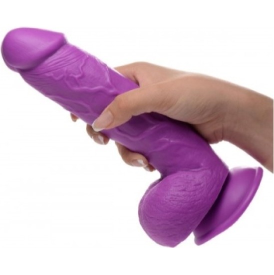 Xr - Pop Peckers REĀLISTS DILDO AR sēkliniekiem 21 CM PURPURA