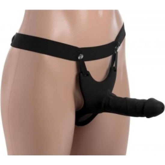 Xr- Size Matters BLACK SILICONE HOLLOW STRAP-ON HARNESS 2565 CM