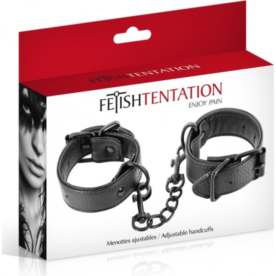 Fetish Tentation ADJUSTABLE BLACK HANDCUFFS WITH BUCKLE