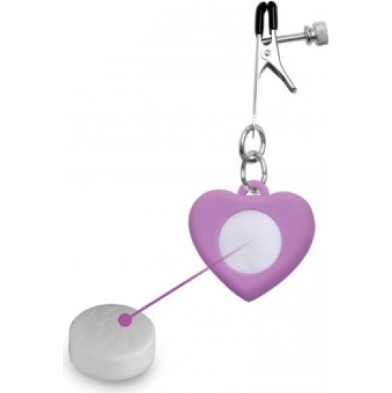 Xr - Charmed LIGHT UP HEART SILICONE NIPPLE CLAMPS WITH LED LIGHT