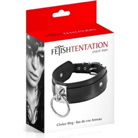 Fetish Tentation ADJUSTABLE BLACK NECKLACE WITH RING