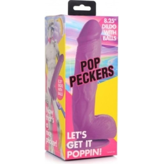 Xr - Pop Peckers REĀLISTS DILDO AR sēkliniekiem 21 CM PURPURA