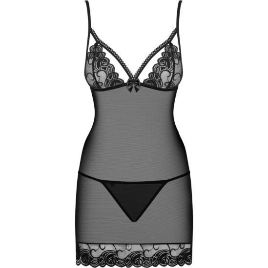 Obsessive WONDERIA CHEMISE & THONG BLACK L/XL