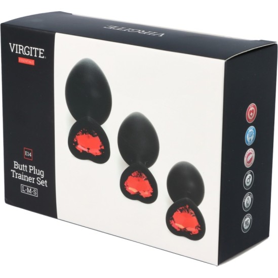 Virgite - Essentials SET PISTIK X3 E14 SILICONE BLACK-RUBY SÜDA