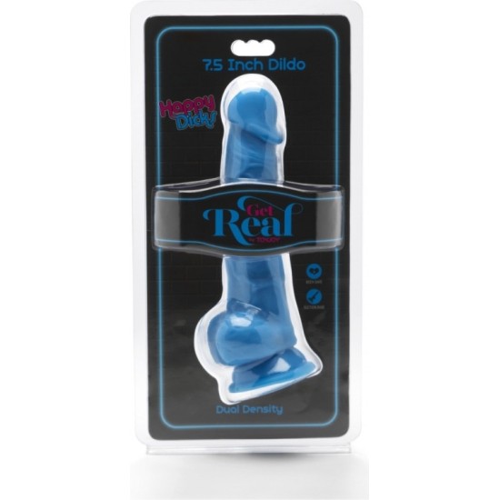 Get Real By Toyjoy DUĀLĀ BLĪVUMA PENIS AR sēkliniekiem UN ZILU SŪCEKUSI 18 CM