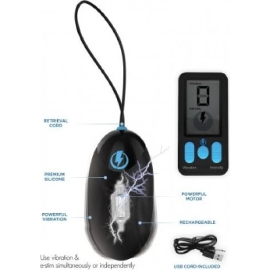 Xr - Zeus Electrosex VIBRATORS OLAS UN E-STIM USB ar melnu vadību