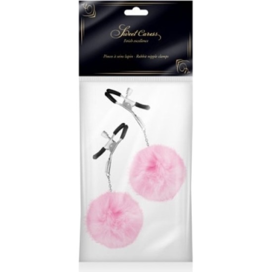 Sweet Caress ADJUSTABLE CLAMPS W/ PINK POMPOMS