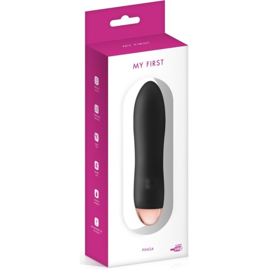 My First BLACK MINI UZLĀDĒJAMS SILIKONA VIBRATORS PINGA