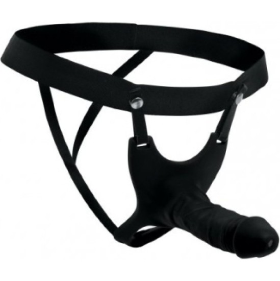 Xr- Size Matters BLACK SILICONE HOLLOW STRAP-ON HARNESS 2565 CM