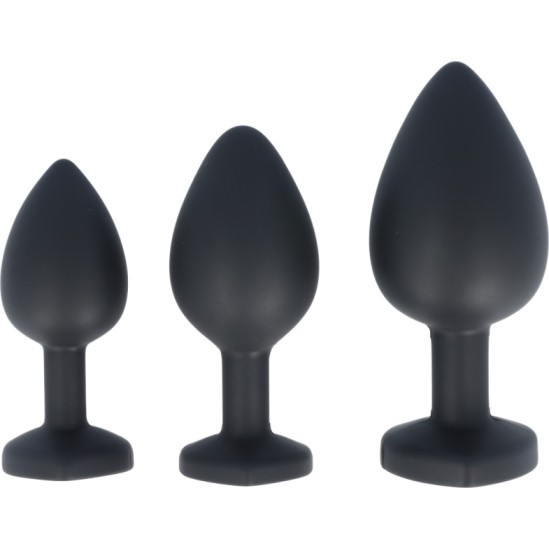 Virgite - Essentials SET PLUG X3 E14 SILIKONA BLACK-RUBY SIRDS