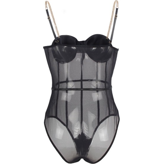 Subblime Teddies SUBBLIME - BLACK CHAIN SUSPENDERS Bodysuit S/M