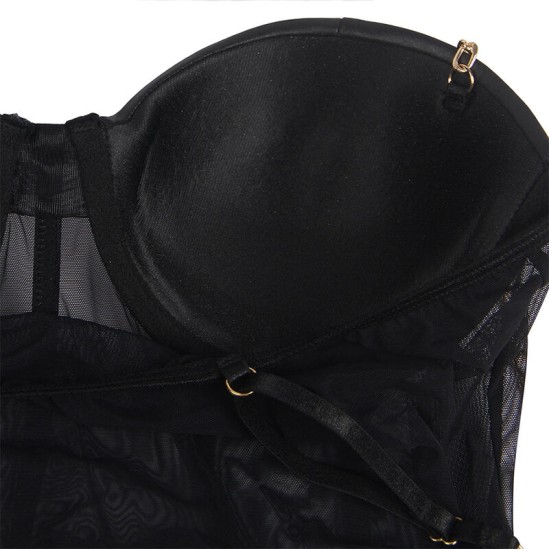 Subblime Teddies SUBBLIME - BLACK CHAIN SUSPENDERS Bodysuit S/M