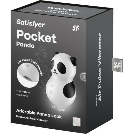 Satisfyer Air Pulse SATISFYER - POCKET PANDA STIMULATOR & VIBRATOR BLACK AND WHITE