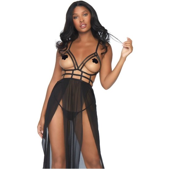 Leg Avenue Dresses LEG AVENUE - CAGE MAXI DRESS AND THONG S/M