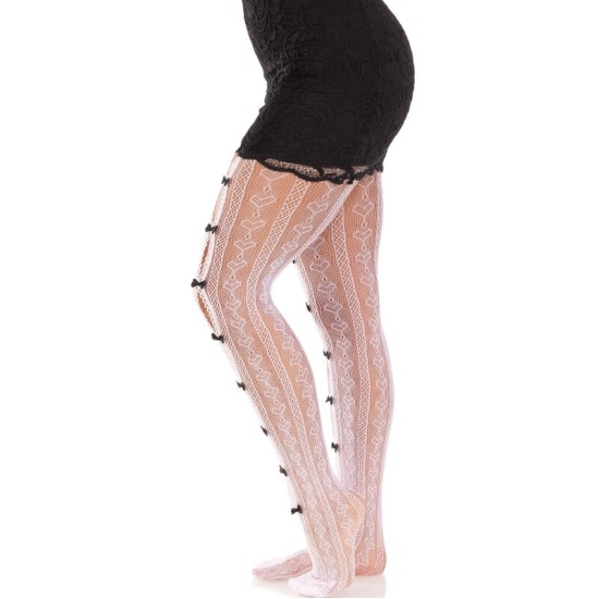 Leg Avenue Hosiery LEG AVENUE — ZEĶES AR ATVĒRUMIEM SIRDS UN BALTIEM