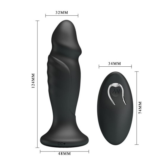 Mr Play ANAL PLUG WITH VIBRATION BLACK REMOTE CONTROL