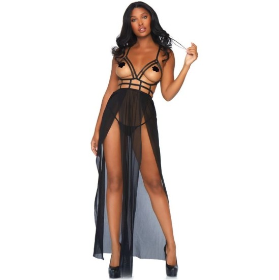 Leg Avenue Dresses LEG AVENUE - CAGE MAXI DRESS AND THONG S/M