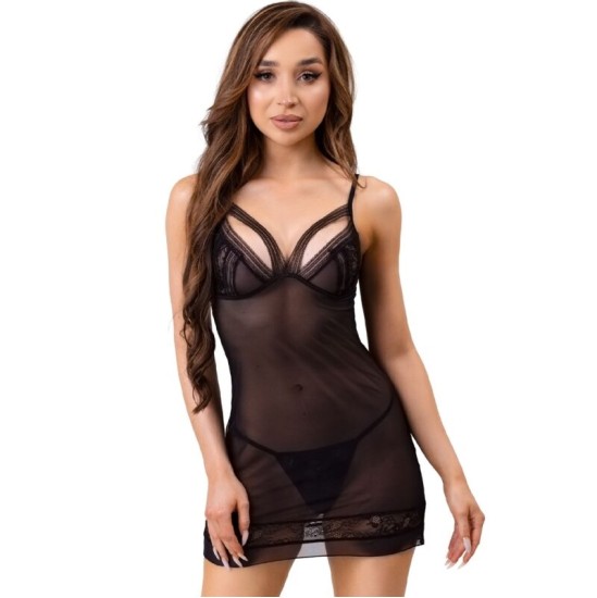 Livco Corsetti Sets LIVCO CORSETTI FASHION - TIANA LC 20208 CHEMISE + THONG BLACK S/M