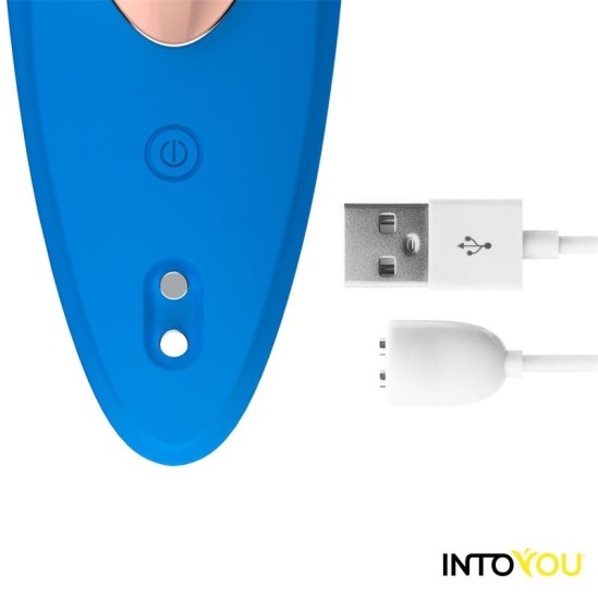 Intoyou App Series Silikona biksīšu vibrators ar lietotni dubultā slāņa zilā krāsā